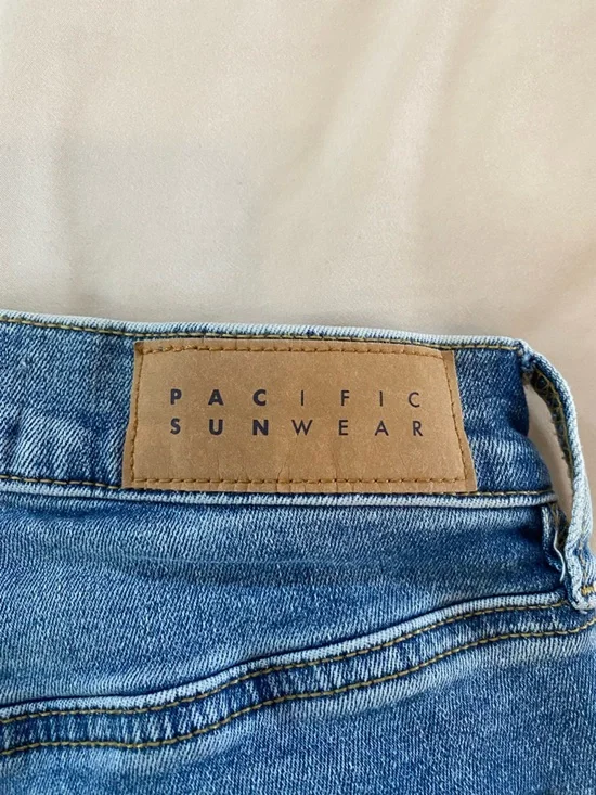 PacSun Light Blue Cropped Straight Jeans with Raw Hem - Picture 5 of 10